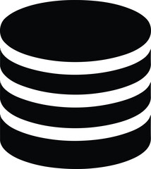 Database Server Icon Black and White Stacked Discs Data Storage Technology Symbol