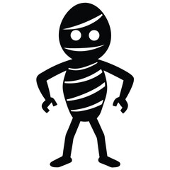 Funny egg character cartoon illustration graphic black and white silhouette isolated design