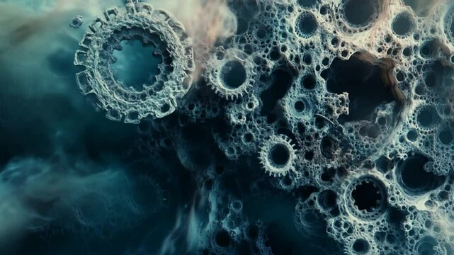 Ethereal moonscape littered with strange craters