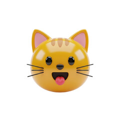Cute Cartoon Cat Head Toy with Pink Ears and Playful Expression on White Background