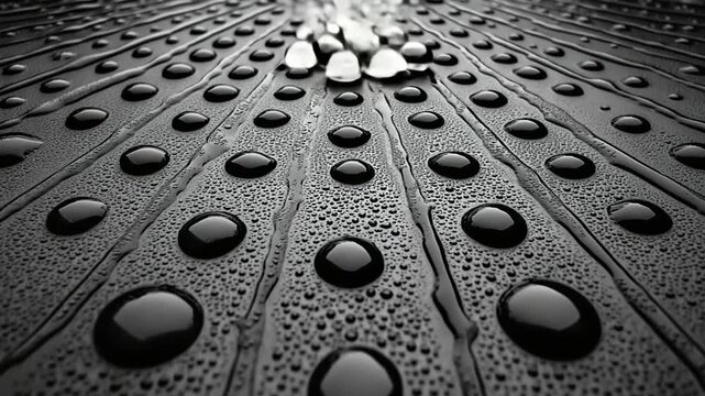 Water droplets on a dark surface