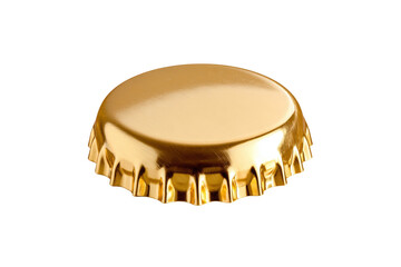 A gold colored cap with a silver rim