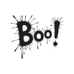 Spooky Boo! Text with Ink Splatter Effect Halloween Graphic Design Element