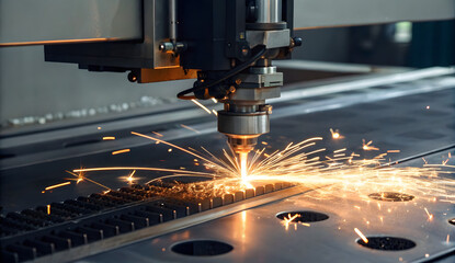 Metalworking CNC milling machine. Hi-technology machining concept