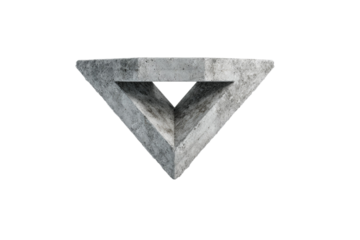 A triangular shaped concrete block with a hole in the middle