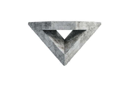 A triangular shaped concrete block with a hole in the middle