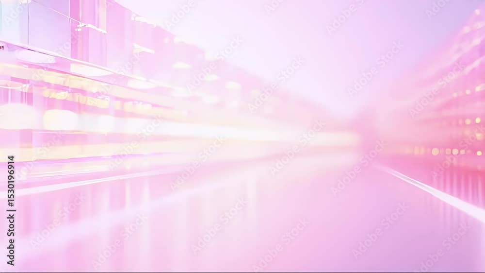 Poster futuristic tunnel in abstract light pink hues with soft motion blur and a seamless transition for a 