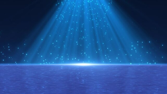 Beautiful water surface blue particle stage background