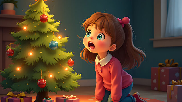 A young girl is surprised