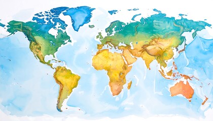 World Map Art, Travel Routes