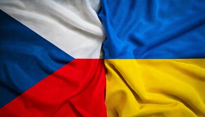 チェコの国旗とウクライナの国旗。(Czechia flag and Ukraine flag.)
