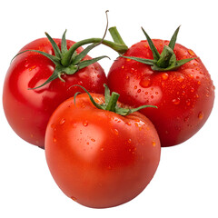 Vibrant, ripe red tomatoes isolated on transparent background for food packaging, restaurant menus, and healthy eating
