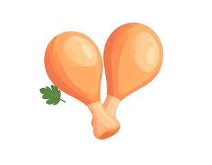 two pieces of chicken thigh isolated on a transparent background