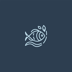 Obraz premium Fish logo in simple and minimalist line art style.
