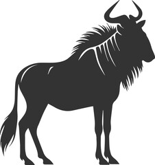 Wildebeest mammal animal vector drawing silhouette 
