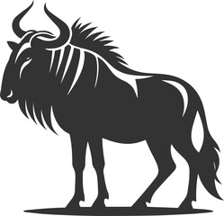 Wildebeest mammal animal vector drawing silhouette 