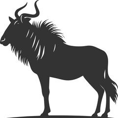 Wildebeest mammal animal vector drawing silhouette 