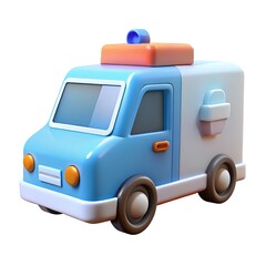 Naklejka premium Cartoon ambulance van 3d render isolated on white background