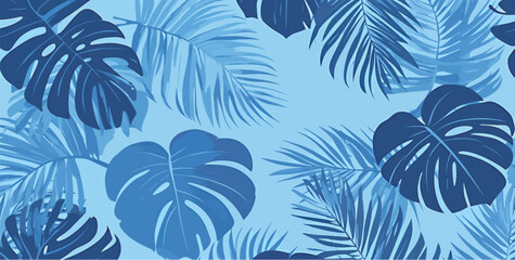 Vibrant blue tropical leaves in a fresh, modern design.
