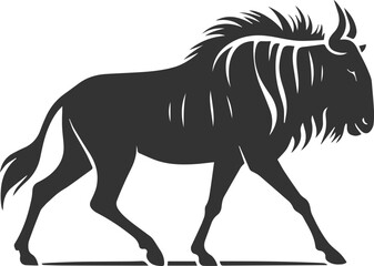 Wildebeest mammal animal vector drawing silhouette 