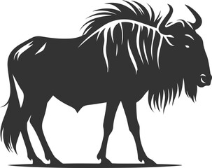 Wildebeest mammal animal vector drawing silhouette 