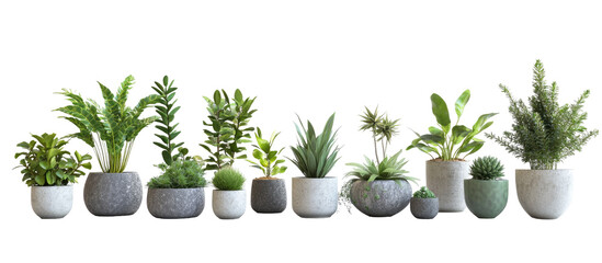 Assorted potted plants in various styles