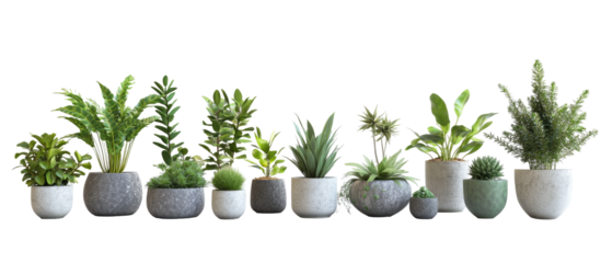 Assorted potted plants in various styles