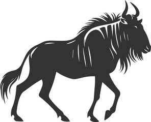 Wildebeest mammal animal vector drawing silhouette 