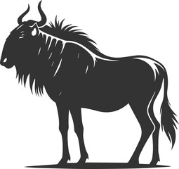 Wildebeest mammal animal vector drawing silhouette 