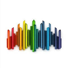 Abstract Rainbow Cityscape Colorful Skyscrapers on White