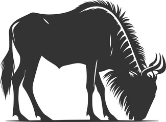 Wildebeest mammal animal vector drawing silhouette 