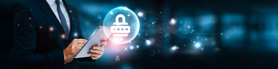 Secure coding, Businessman manage and analysis of growth graph data on application vulnerability...