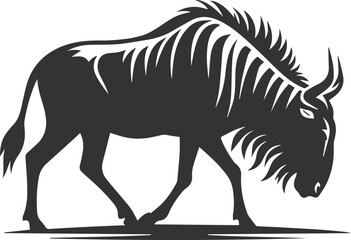 Wildebeest mammal animal vector drawing silhouette 