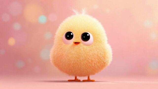 Soft Chick's Tender Gaze: A captivating illustration of a fluffy chick with endearing round eyes and soft texture, offering a warm, inviting look.