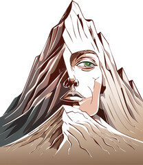 A mountain with a human face in nature