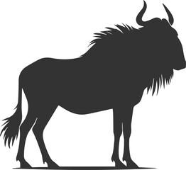 Wildebeest mammal animal vector drawing silhouette 