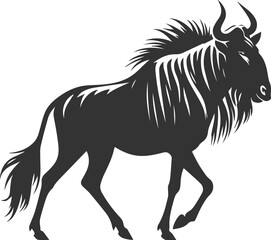Wildebeest mammal animal vector drawing silhouette 