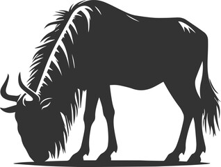 Wildebeest mammal animal vector drawing silhouette 