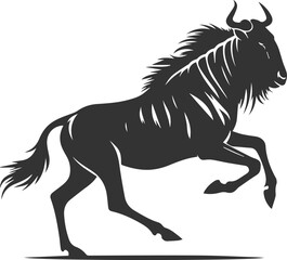 Wildebeest mammal animal vector drawing silhouette 