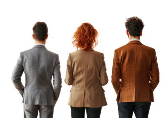 Three people in suits, back view