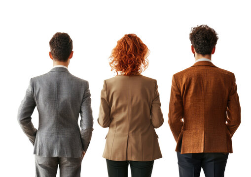 Three people in suits, back view