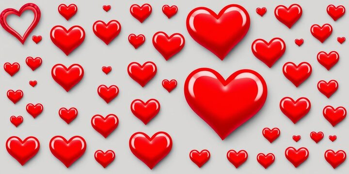 Collection of red heart vector icons, perfect for Valentine's Day or love themed designs,  clipart, red heart