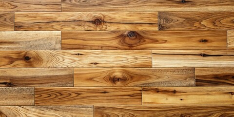 Warm Brown Wood Planks Arranged in a Horizontal Pattern, Showing Natural Grain and Knots, Ideal for Interior Design Projects
