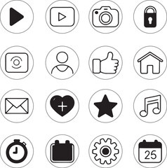 Web communication vector icon set with internet, mail, phone, and home symbols for business website design