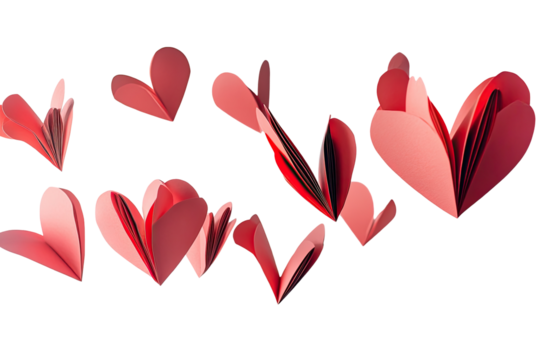 Floating heart-shaped papers