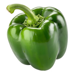 A glossy green bell pepper, isolated on a transparent background.

