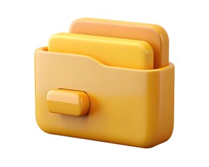 3d render of yellow folder icon with documents isolated on white background Created using generative AI