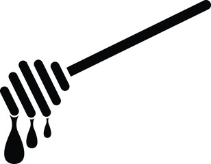 Honey dipper stick with dripping honey icon. Honey dipper sign. Honey stick symbol. flat style.