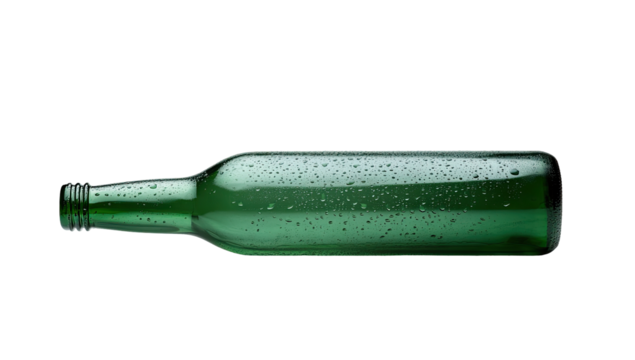 Emerald green bottle, condensation
