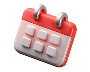 Red and white 3d calendar icon isolated on white background Created using generative AI